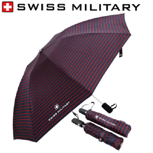 [스위스밀리터리]3단7K완전자동 거꾸로 레드스트라이프 우산