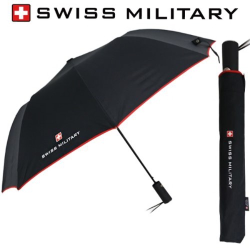 [스위스밀리터리]2단자동 레드바이어스 우산